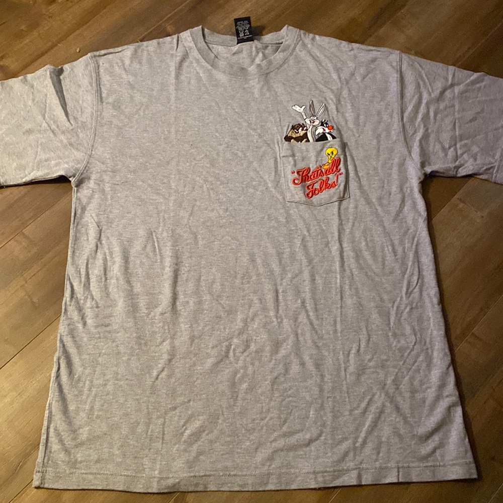 Warner Bros Looney Tunes “That’s All Folks” Graphic Pocket T-Shirt